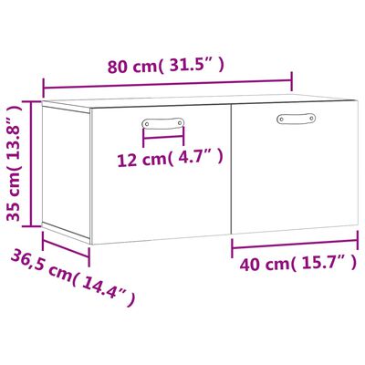 vidaXL Nástenná skrinka dub sonoma 80x36,5x35 cm kompozitné drevo