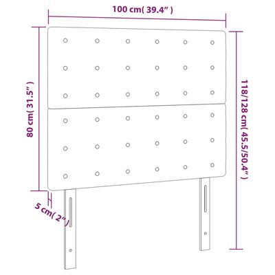 vidaXL Čelo postele s LED tmavosivé 100x5x118/128 cm zamat