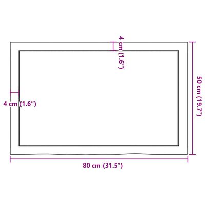 vidaXL Stolová doska 80x50x(2-6) cm neošetrený dubový masív