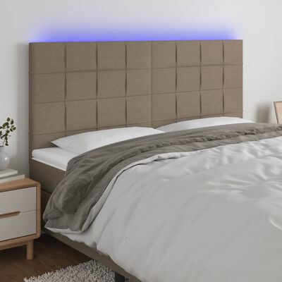 vidaXL Čelo postele s LED sivohnedé 160x5x118/128 cm látka