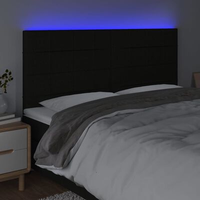 vidaXL Čelo postele s LED čierne 200x5x118/128 cm látka