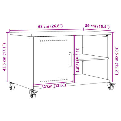 vidaXL TV skrinka olivovozelená 68x39x43,5cm oceľ valcovaná za studena