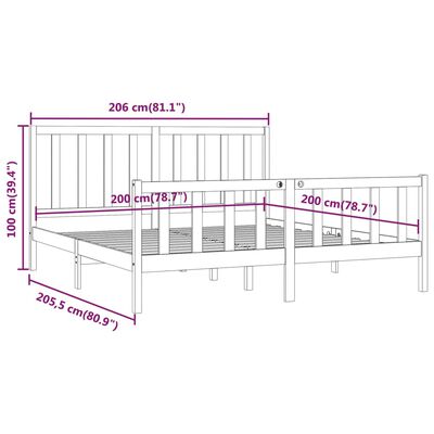 vidaXL Posteľný rám masívne drevo 200x200 cm