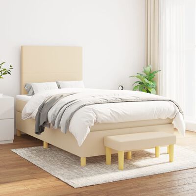 vidaXL Boxspring posteľ s matracom krémová 120x190 cm látka