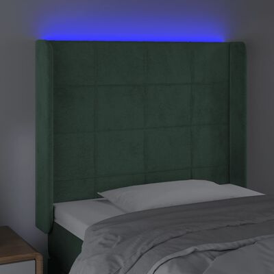 vidaXL Čelo postele s LED tmavozelené 103x16x118/128 cm zamat