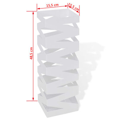 Biely hranatý oceľový stojan na dáždniky a vychádzkové palice 48,5 cm