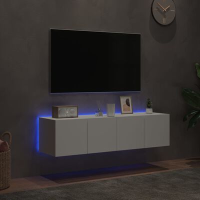 vidaXL TV nástenné skrinky s LED svetlami 2 ks biele 60x35x31 cm