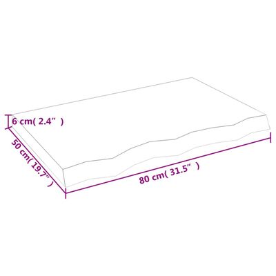 vidaXL Nástenná polica tmavohnedá 80x50x(2-6) cm ošetrený dubový masív