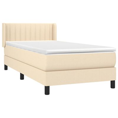 vidaXL Posteľný rám boxspring s matracom krémový 90x190 cm látka