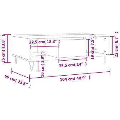 vidaXL Konferenčný stolík hnedý dub 104x60x35 cm kompozitné drevo