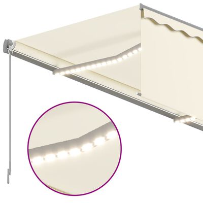 vidaXL Automatická markíza tienidlo&LED&senzor vetra 4,5x3 m krémová