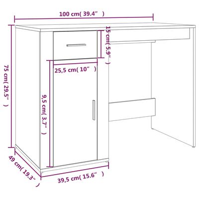 vidaXL Stôl hnedý dub 100x49x75 cm spracované drevo