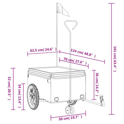 vidaXL Vozík za bicykel, čierno červený 45 kg, železo