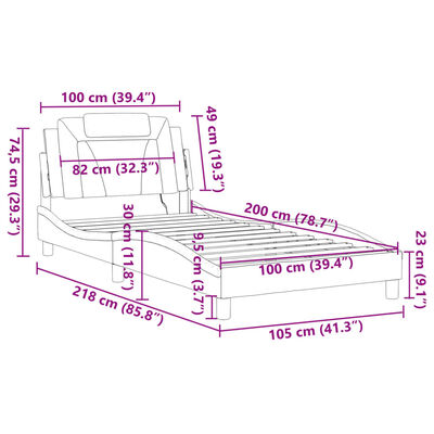 vidaXL Posteľný rám s LED svetlami, čierny 100x200 cm, umelá koža