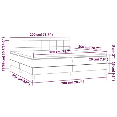 vidaXL Posteľný rám boxsping matrac a LED tmavozelený 200x200 cm zamat