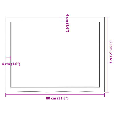 vidaXL Kúpeľňová doska tmavohnedá 80x60x(2-6) cm ošetrený masív