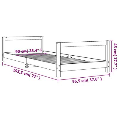 vidaXL Rám detskej postele čierny 90x190 cm masívna borovica