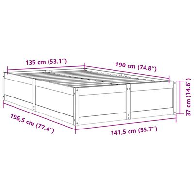 vidaXL Posteľ bez matraca 135x190 cm masívna borovica