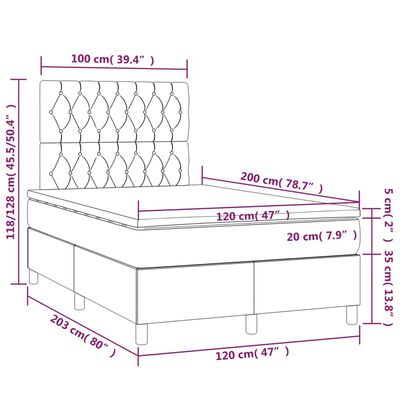 vidaXL Posteľný rám boxsping s matracom ružový 120x200 cm zamat