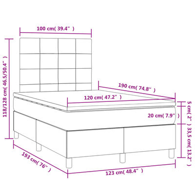 vidaXL Boxspring posteľ s matracom a LED, čierna 120x190 cm, látka