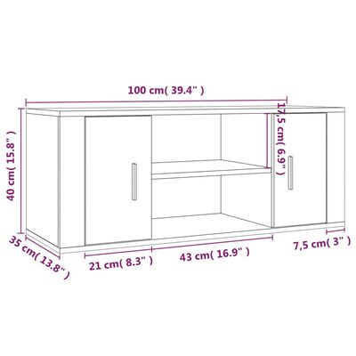 vidaXL TV skrinka sivý dub sonoma 100x35x40 cm spracované drevo