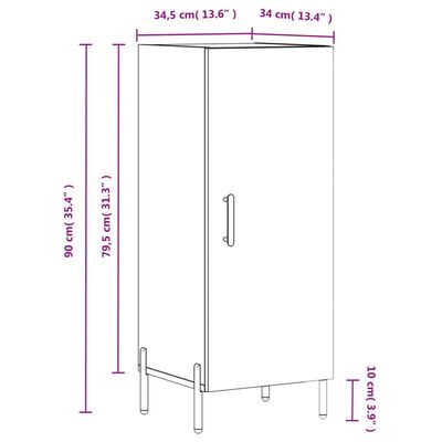 vidaXL Komoda hnedý dub 34,5x34x90 cm spracované drevo