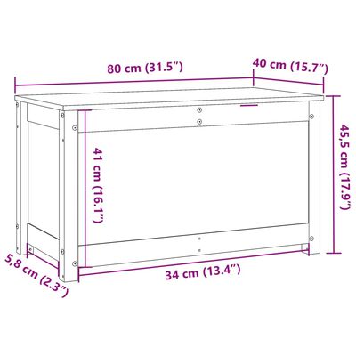 vidaXL Úložný box 80x40x45,5 cm masívna borovica