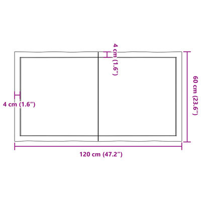 vidaXL Stolová doska svetlohnedá 120x60x(2-6)cm ošetrený masív hrany