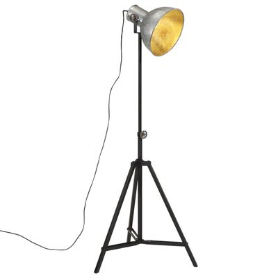 vidaXL Podlahová lampa 25 W starožitná strieborná 61x61x90/150 cm E27