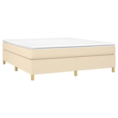 vidaXL Posteľný rám boxspring s matracom krémový 160x200 cm látka