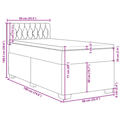 vidaXL Posteľný rám boxspring s matracom modrý 90x190 cm látka