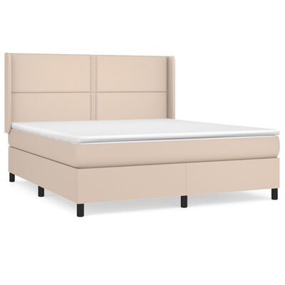 vidaXL Boxspring posteľ s matracom kapučínová 160x200 cm umelá koža