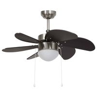 vidaXL Stropný ventilátor s osvetlením 76 cm tmavohnedý