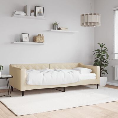 vidaXL Denná posteľ s matracom krémová 80x200 cm látka