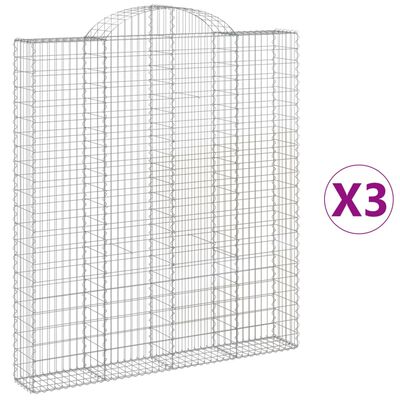 vidaXL Oblúkový gabionový kôš 3 ks 200x30x220/240cm pozinkované železo