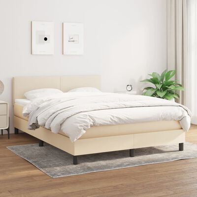 vidaXL Boxspring posteľ s matracom krémový 140x190 cm látka