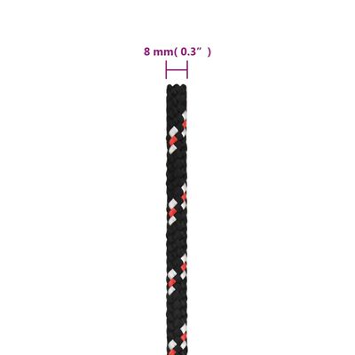 vidaXL Lodné lano čierne 8 mm 250 m polypropylén