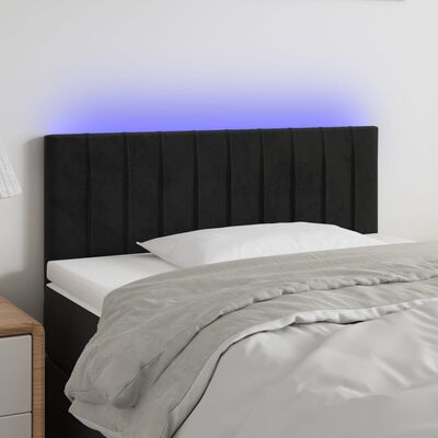 vidaXL Čelo postele s LED čierne 90x5x78/88 cm zamat