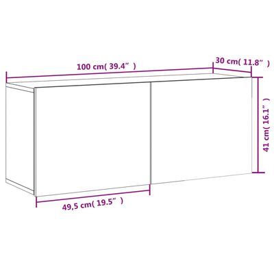 vidaXL TV skrinka nástenná betónovo sivá 100x30x41 cm