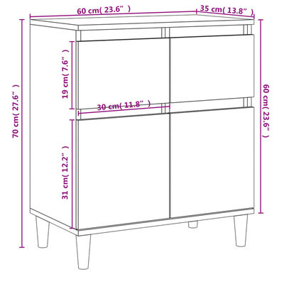 vidaXL Komoda hnedý dub 60x35x70 cm spracované drevo