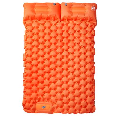 vidaXL Samonafukovací kempingový matrac s vankúšmi, 2 osoby, oranžový