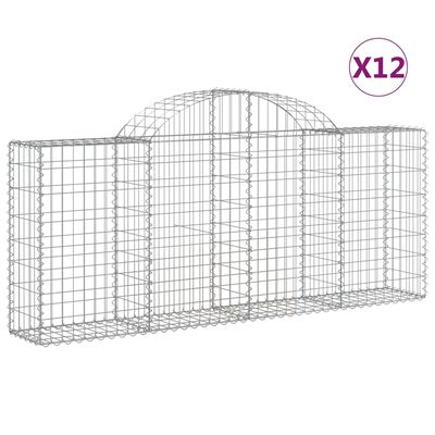 vidaXL Oblúkové gabionové koše 12ks 200x30x80/100cm pozinkované železo