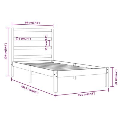 vidaXL Posteľ bez matraca biely 150x200 cm masívna borovica