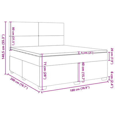 vidaXL Posteľný rám boxsping s matracom bledosivý 180x200 cm zamat