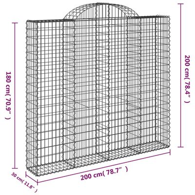 vidaXL Oblúkové gabiónové koše 3ks 200x30x180/200cm pozinkované železo