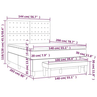 vidaXL Posteľný rám boxspring s matracom čierny 140x200 cm látka