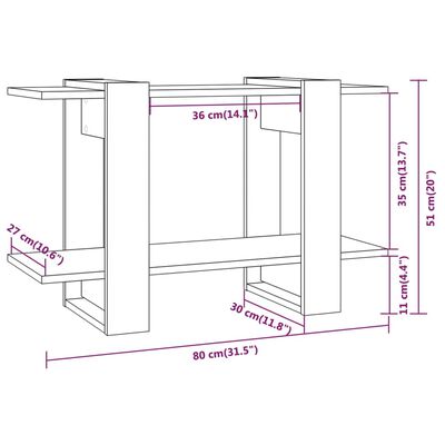 vidaXL Knižnica/deliaca stena dub sonoma 80x30x51 cm