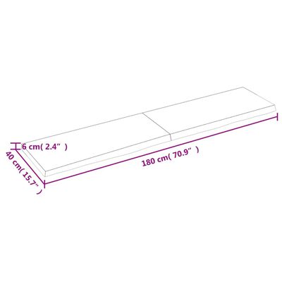 vidaXL Stolová doska tmavohnedá 180x40x(2-6) cm ošetrený dubový masív