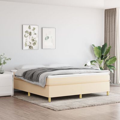 vidaXL Posteľný rám boxspring s matracom krémový 160x200 cm látka