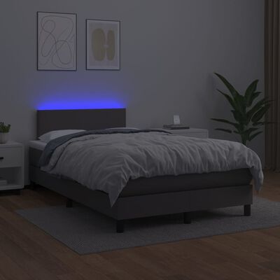 vidaXL Boxspring posteľ s matracom a LED sivá 120x200 cm umelá koža